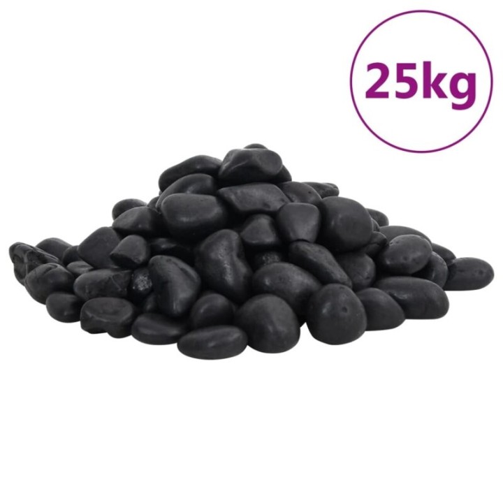 VidaXL Polierte Kiesel Schwarz 2-5 25 kg