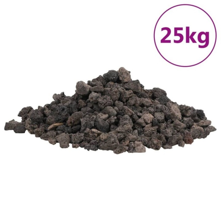 VidaXL Vulkangestein Schwarz 1-2 cm 25 kg