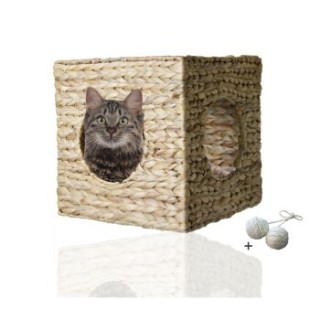 Rohrschneider ® eckige Katzenhöhle für Wandmontage, Kletterwandelement mit Gratis-Spielballset