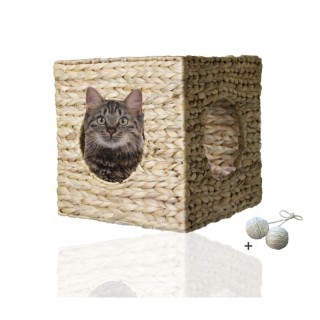 Rohrschneider ® eckige Katzenhöhle für Wandmontage, Kletterwandelement mit Gratis-Spielballset