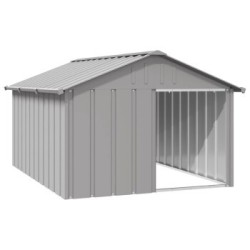 VidaXL Hundehütte Verzinkter Stahl Hundezwinger Hundekäfig grau 1,165 m, 1,53 m, 81,5 cm