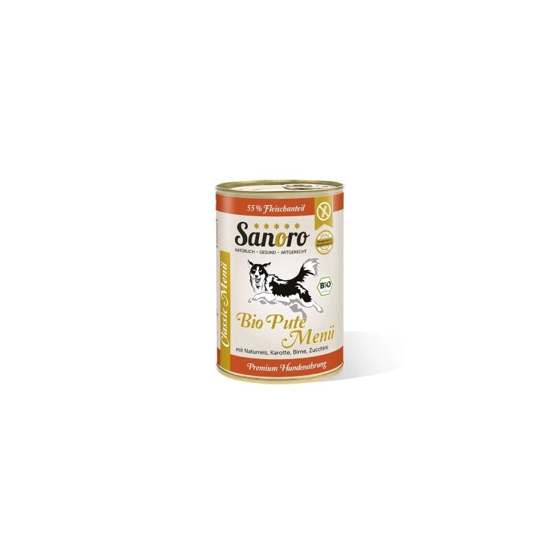 Sanoro Menü Classic von der Bio-Pute mit 55 % Fleischanteil 12x400g