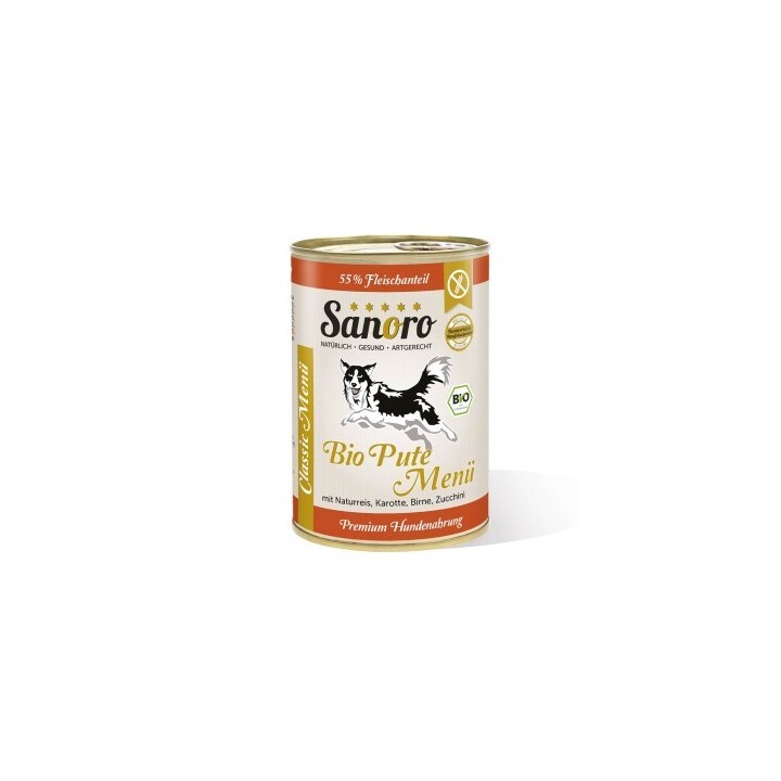 Sanoro Menü Classic von der Bio-Pute mit 55 % Fleischanteil 12x400g