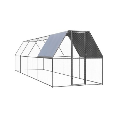 VidaXL Hühnerkäfig / Freilaufgehege mit Teilüberdachung 2 m, 8 m, 2 m