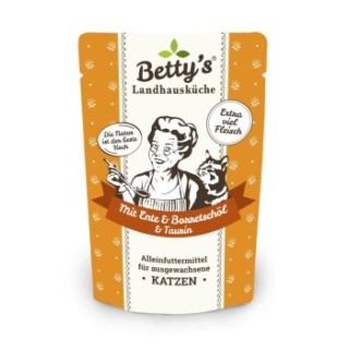 Betty's Landhausküche Frischebeutel mit Ente 12 x 100g für Katze