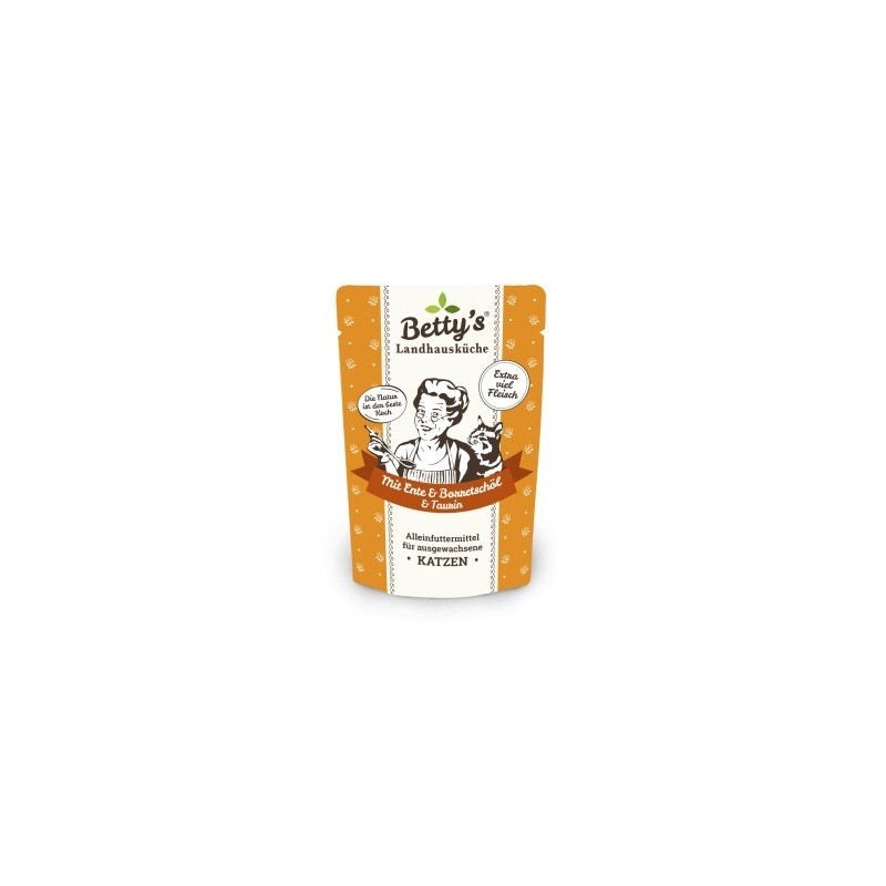 Betty's Landhausküche Frischebeutel mit Ente 12 x 100g für Katze