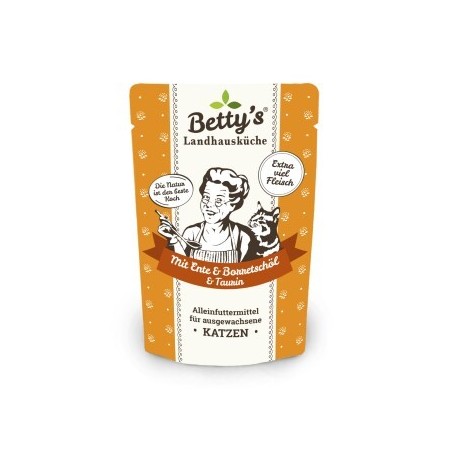 Betty's Landhausküche Frischebeutel mit Ente 12 x 100g für Katze