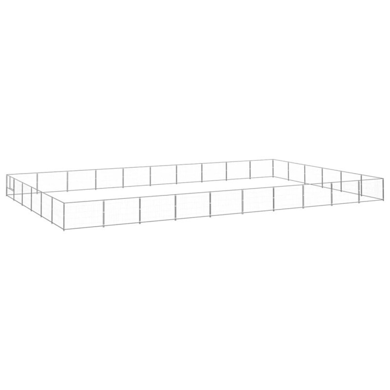 VidaXL Hundezwinger Stahl silber 10 m, 6 m, 70 cm