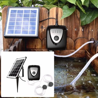 6 V 3,5 W Solar-Luftpumpe, Aquarium-Oxygenator mit zwei Aquariumrohren und Luftblasensteinen für den Außenbereich schwarz