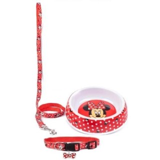 Minnie Mouse Hundehalsband-Set M weiß/rot