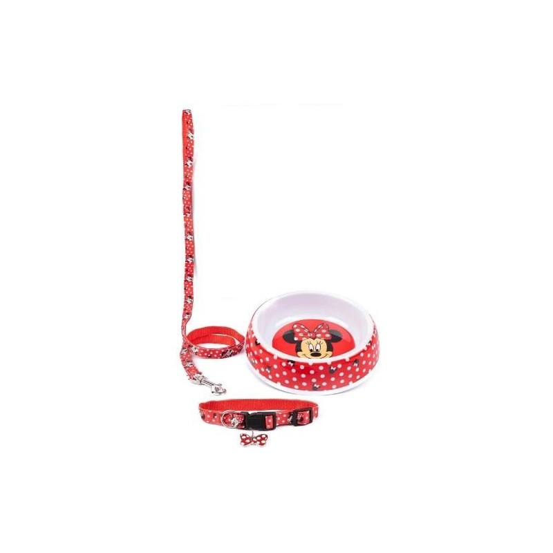 Minnie Mouse Hundehalsband-Set M weiß/rot