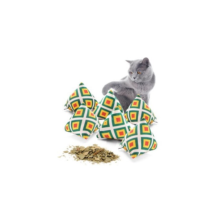 Canadian Cat Company Catnipspielzeug 6x Schmusepyramide Reggae Karo