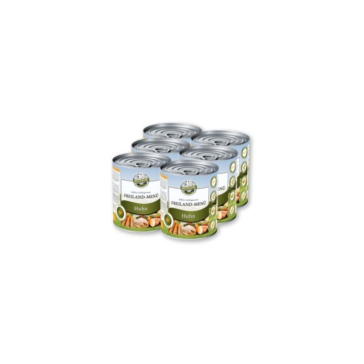Bellfor Hundefutter Nass mit Huhn - Getreidefrei - Freiland-Menü - 6x800 g