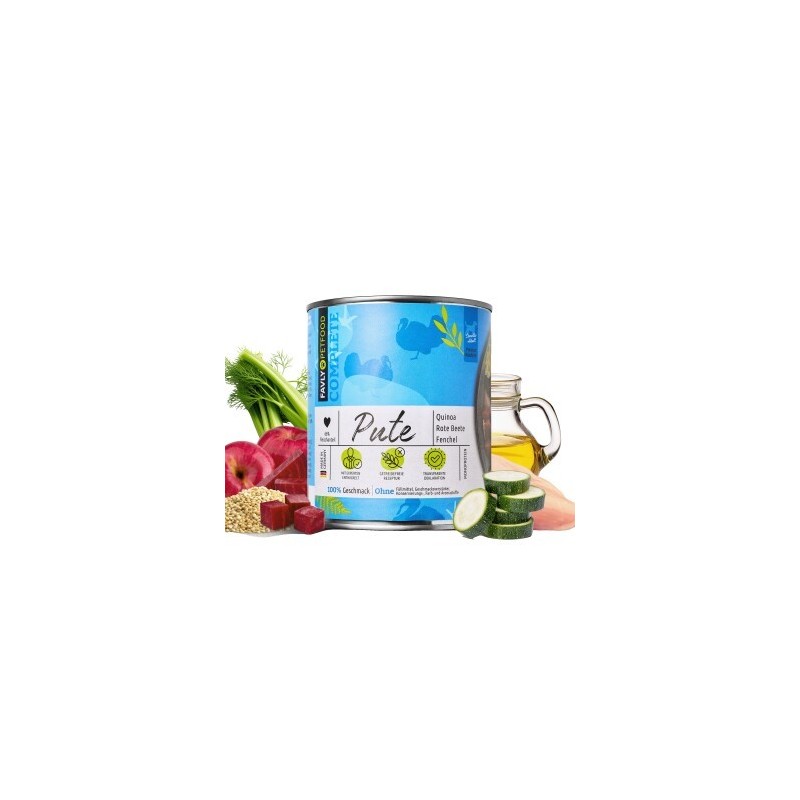 FAVLY Petfood Nassfutter Pute mit Quinoa, Rote Beete & Fenchel 12x800 g
