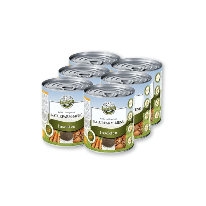 Bellfor Hundefutter Nass mit Insekten - Naturfarm-Menü - 6x800g