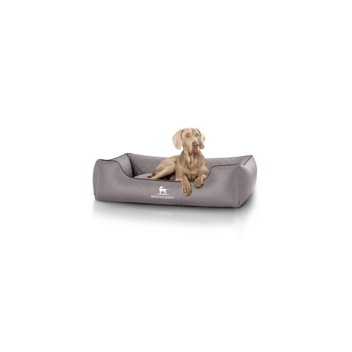 Knuffelwuff Orthopädisches Hundebett Madison aus laser-gestepptem Kunstleder grau XXL