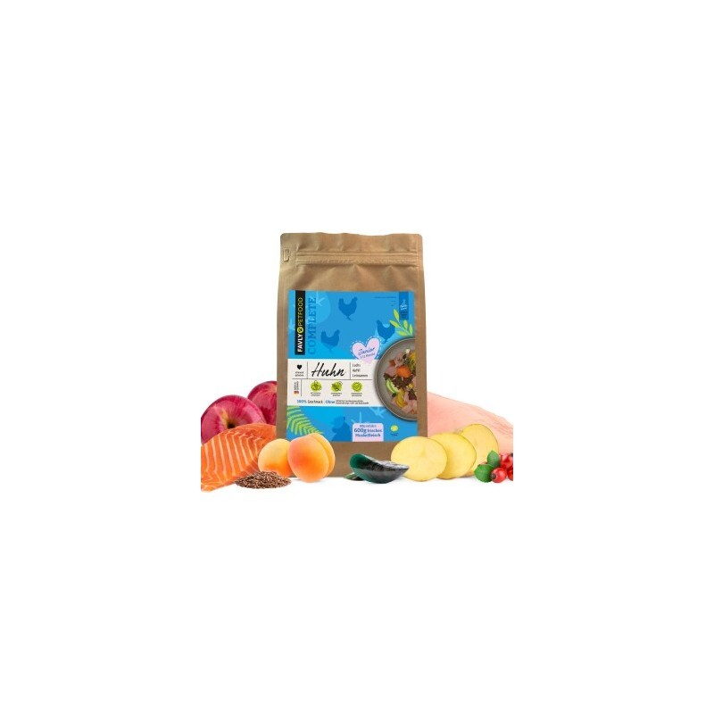 FAVLY Petfood Trockenfutter Huhn mit Lachs, Apfel & Leinsamen (Junior) 2x3 kg