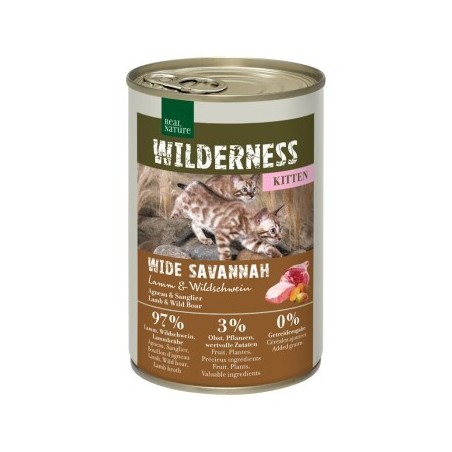 REAL NATURE WILDERNESS Kitten Wide Savannah, Lamm und Wildschwein 12x400 g