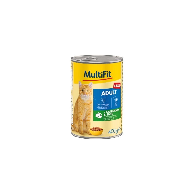 MultiFit Nassfutter Katze Adult, Sauce, Kaninchen und Ente 24x400 g