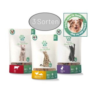 Fellicita Hundesnacks 3x50g Mixpaket Fellonis Fleischstreifen, 3 Sorten