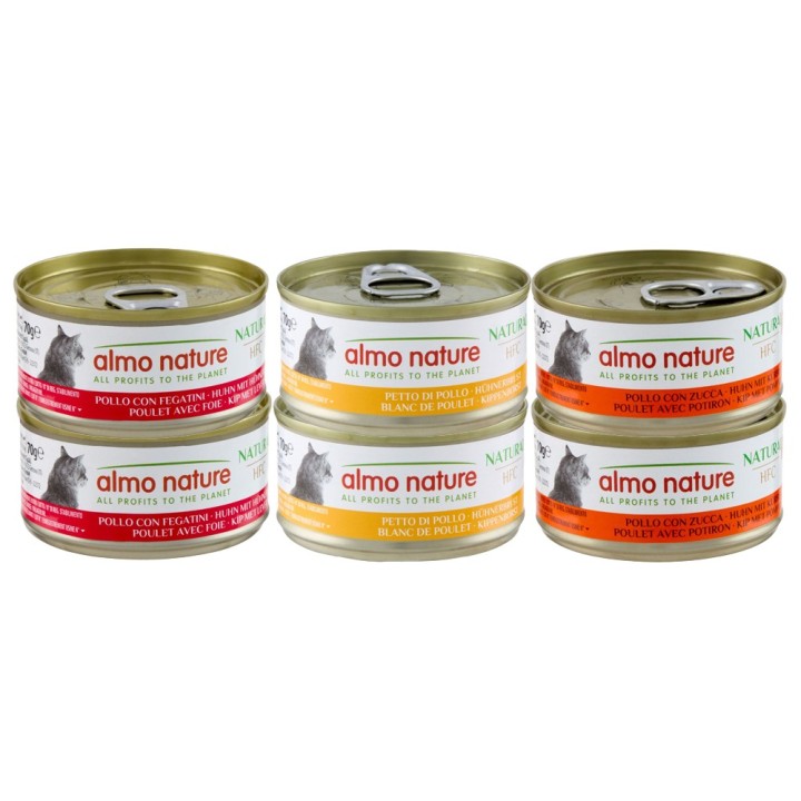 Almo Nature HFC Natural 6 x 70 g - Mixpaket mit Huhn