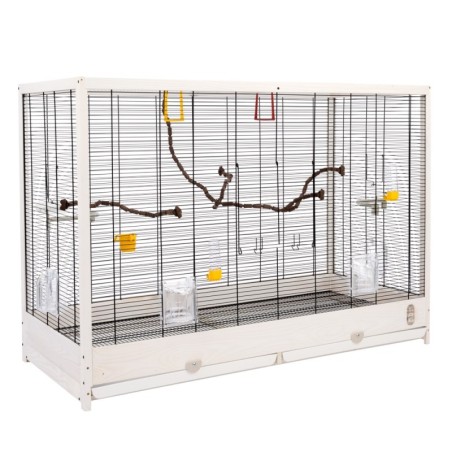 TIAKI Holz Vogelkäfig Robin XXL  - L 113,4 x B 53 x H 81,7 cm