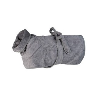 HUNTER Hunde-Bademantel Riga grau, Gr. 30, Rückenlänge: ca. 30 cm, Halsumfang: ca. 40 cm