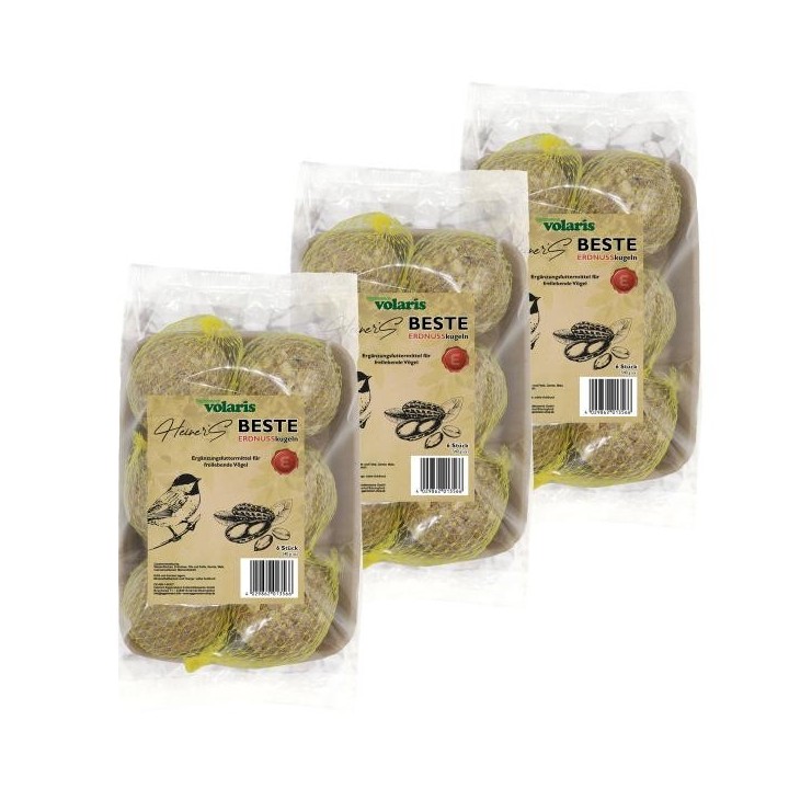 Eggersmann volaris - Heiners BESTE ERDNUSSkugeln - Meisenknödel im Netz 3 x 6 Stk