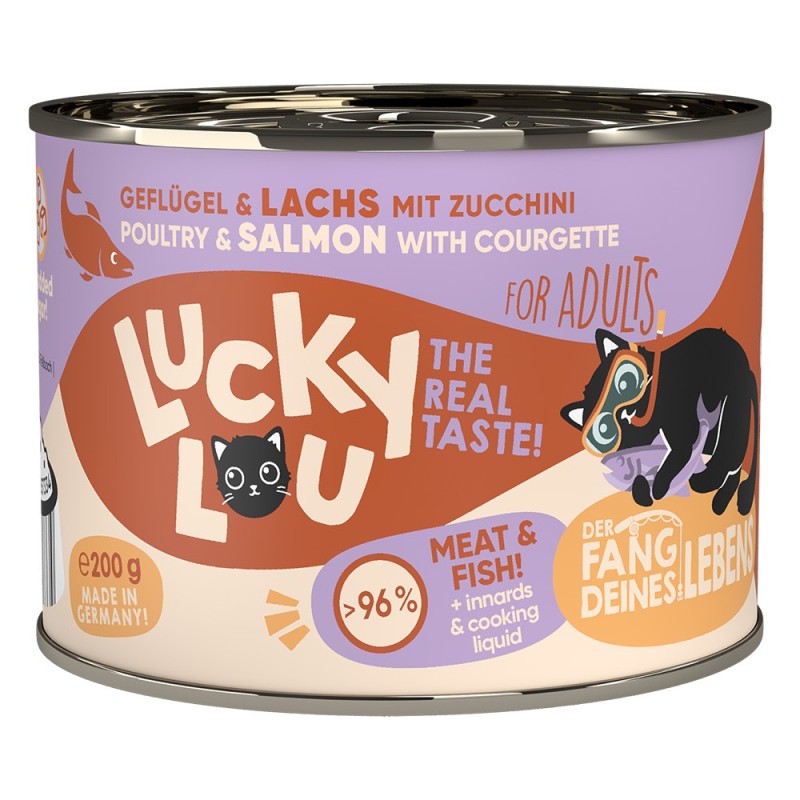 Lucky Lou Adult 6 x 200 g - Geflügel & Lachs
