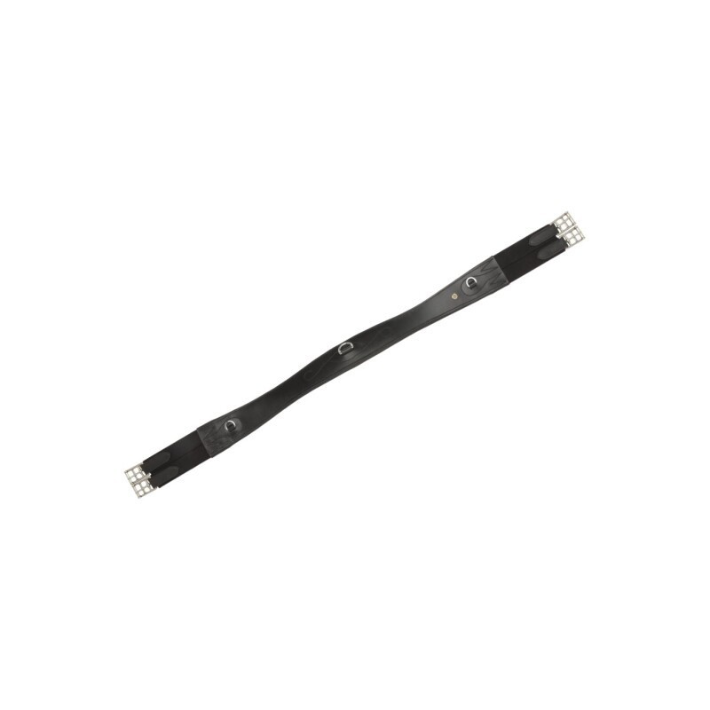 4Horses Leder-Sattelgurt geschweift schwarz 1,35 m