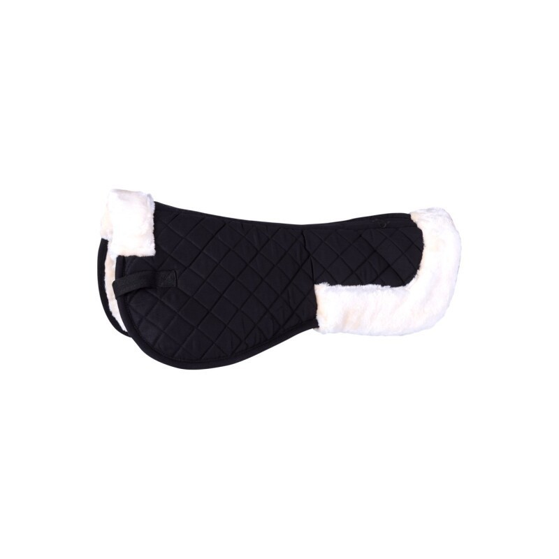4Horses Sattelpad Basic Kunstfell schwarz WB (Warmblut)