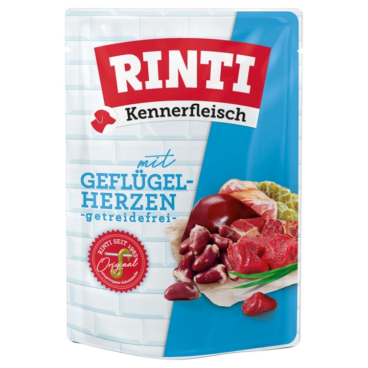 Sparpaket RINTI Kennerfleisch Pouches 20 x 400 g - Geflügelherzen