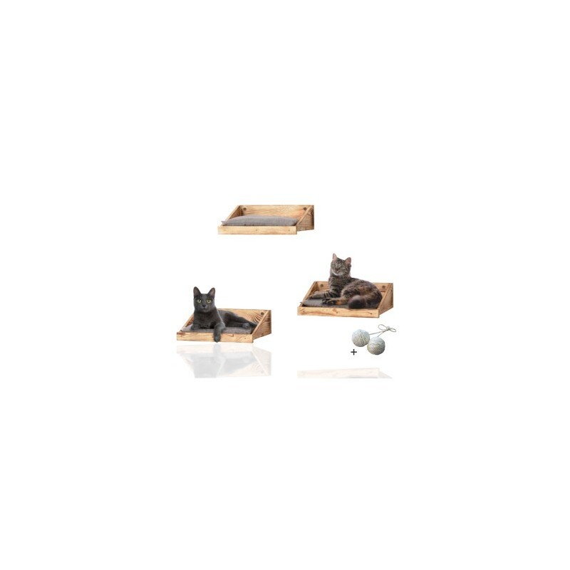 Rohrschneider ® 3-er Set Katzen Kletterstufe mit Kissen, Kletterwand mit Gratis-Spielballset