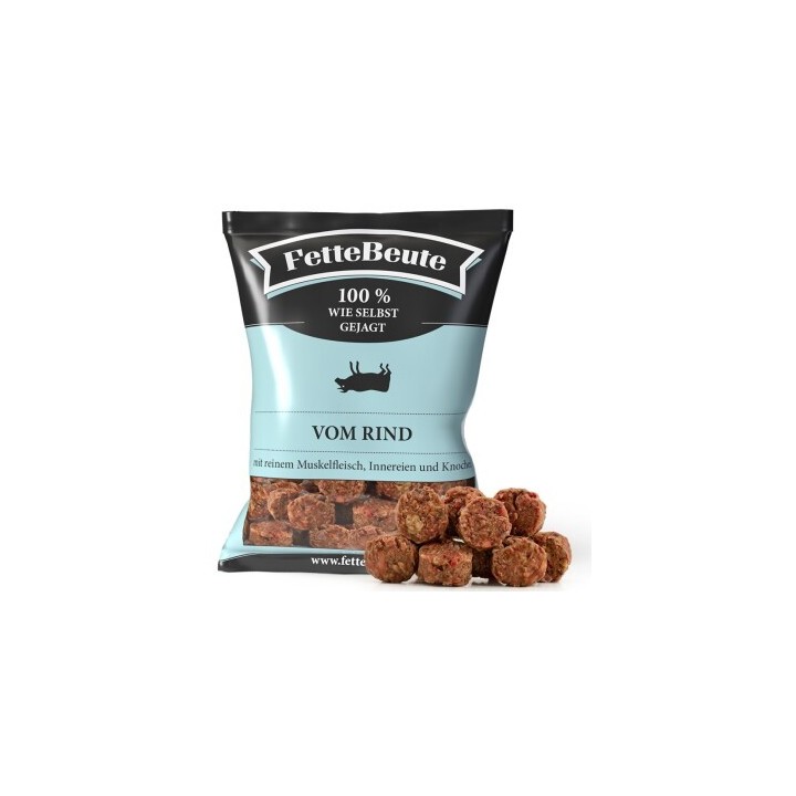 FetteBeute BARF Komplettmenü Hund TK-Nuggets Napffertig Rind 6x800 g