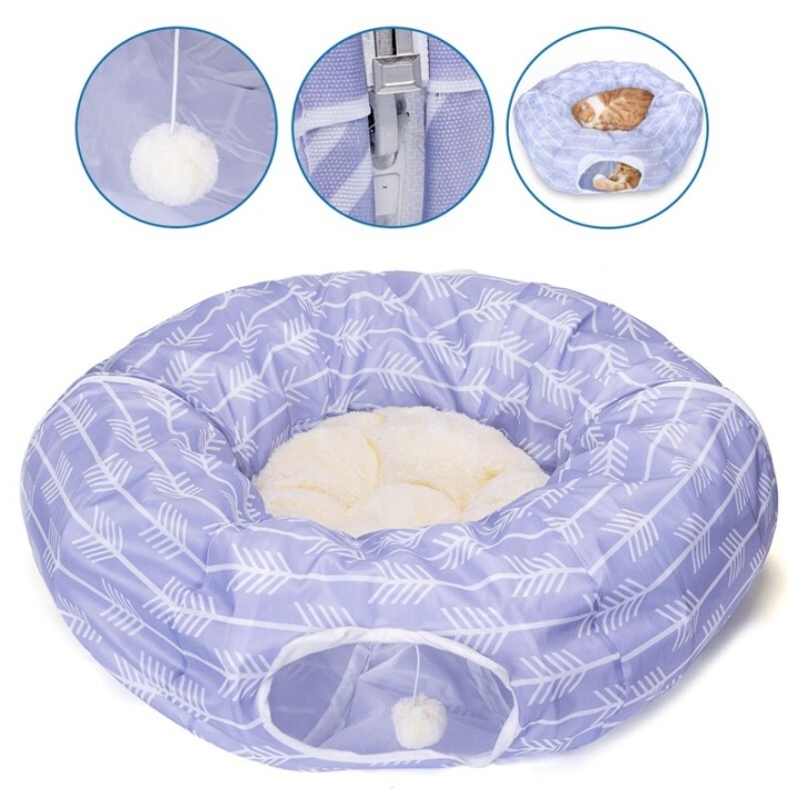 nobleza runder Katzentunnel aus Oxford-Stoff und Liegefläche