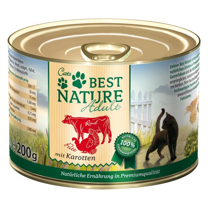 Best Nature Cat Adult 6 x 200 g - Rind, Pute & Karotten