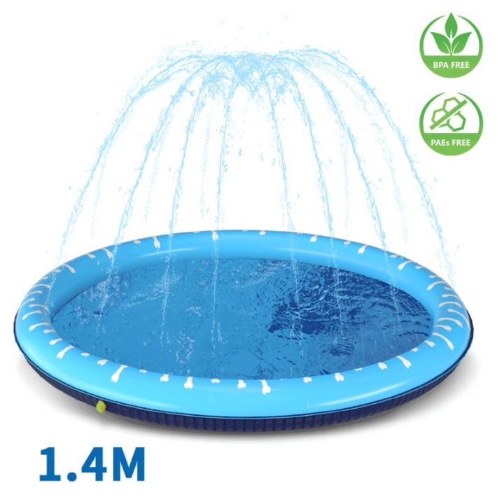nobleza - Hundepool mit Sprinkler für Hunde blau 1,4 m, 5 cm