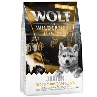 Wolf of Wilderness JUNIOR Sensitiv "Rocky Canyons" Freiland-Rind - getreidefrei - Sparpaket: 5 x 1 kg