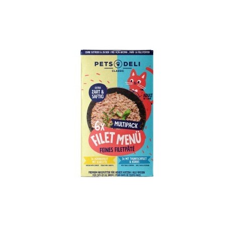Pets Deli Adult Filet Menü Multipack Hühnerfilet & Thunfischfilet 6x85g