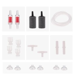 Aquarium-Luftpumpen-Zubehör-Set mit Airline-Schläuchen, Luftsteinen, Rückschlagventilen, Saugnäpfen bunt