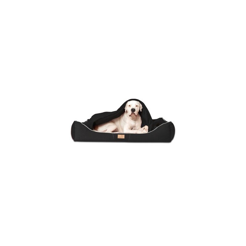Tierlando ® RUDOLPH - Orthopädisches Hundebett inkl. Schonbezug mit Hundedecke schwarz 1,3 m, 25 cm, 1 m