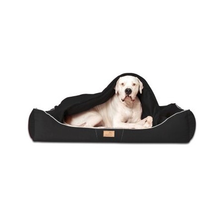 Tierlando ® RUDOLPH - Orthopädisches Hundebett inkl. Schonbezug mit Hundedecke schwarz 1,3 m, 25 cm, 1 m