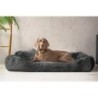 Tierlando ® PEDRO - Orthopädisches Hundebett mit kuscheligem Langflor schwarz/ graphit 1,3 m, 22 cm, 1 m