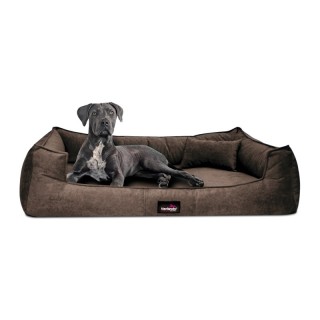 Tierlando ® BRUCE VELOURS Orthopädisches Hundebett Soft braun 1,1 m, 25 cm, 90 cm