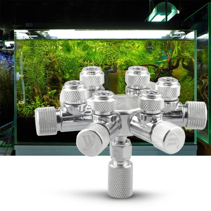 Aquarium-Tank-CO2-Splitter-Regler, Verteilernadel, Feineinstellventil für CO2-Regler mit 6-Wege-Ausgängen 2 Way Outlets
