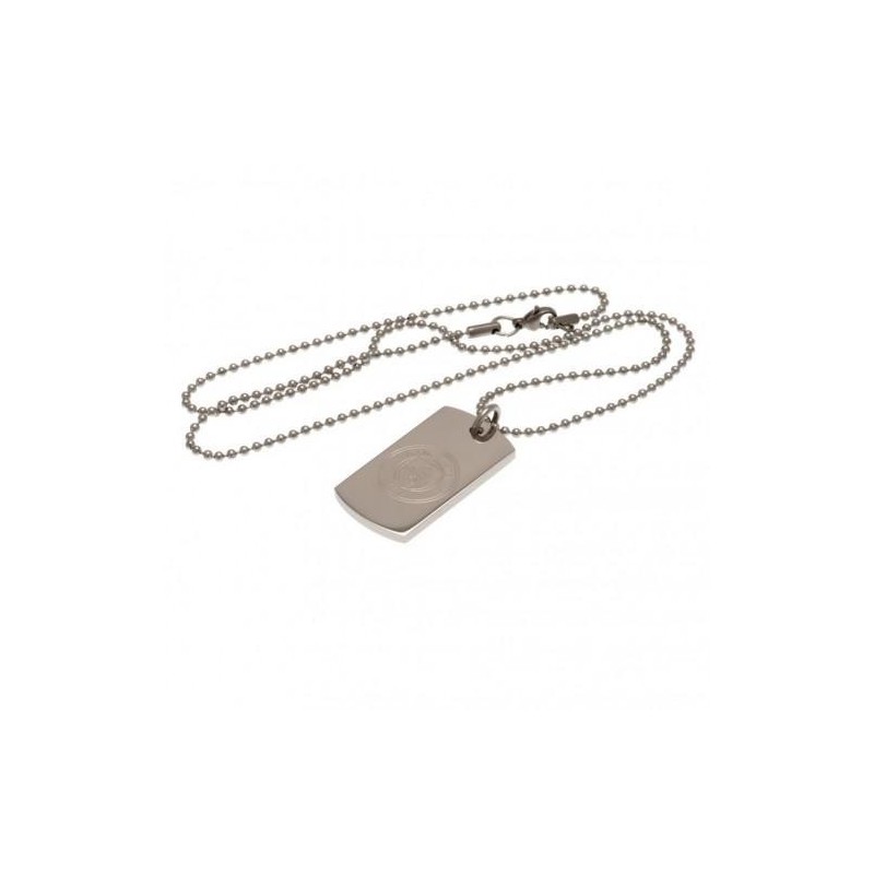 Gravierte Erkennungsmarke und Kette von Manchester City FC One Size silber