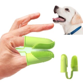 Weiche Doppelfingerzahnbürste für Hunde, Zahnreinigungsbürsten für Haustiere, Hunde, Mundgeruchspflege, Tpr-Zahnbürstenzubehö