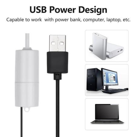 Aquarium USB Luftpumpe Kleine Sauerstoffpumpe mit Luftsteinschlauch Hängeschnalle für Aquarium im Freien With 1 Air Stone wei