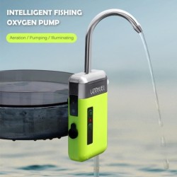 Tragbare Mini-Luftpumpe für den Außenbereich, Luftsauerstoffpumpe mit Luftsteinrohr, 3-in-1-Sensor, USB-Aufladung grün