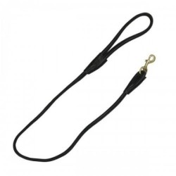 Benji & Flo Superior Roll-Leder-Hundeleine One Size schwarz/messing